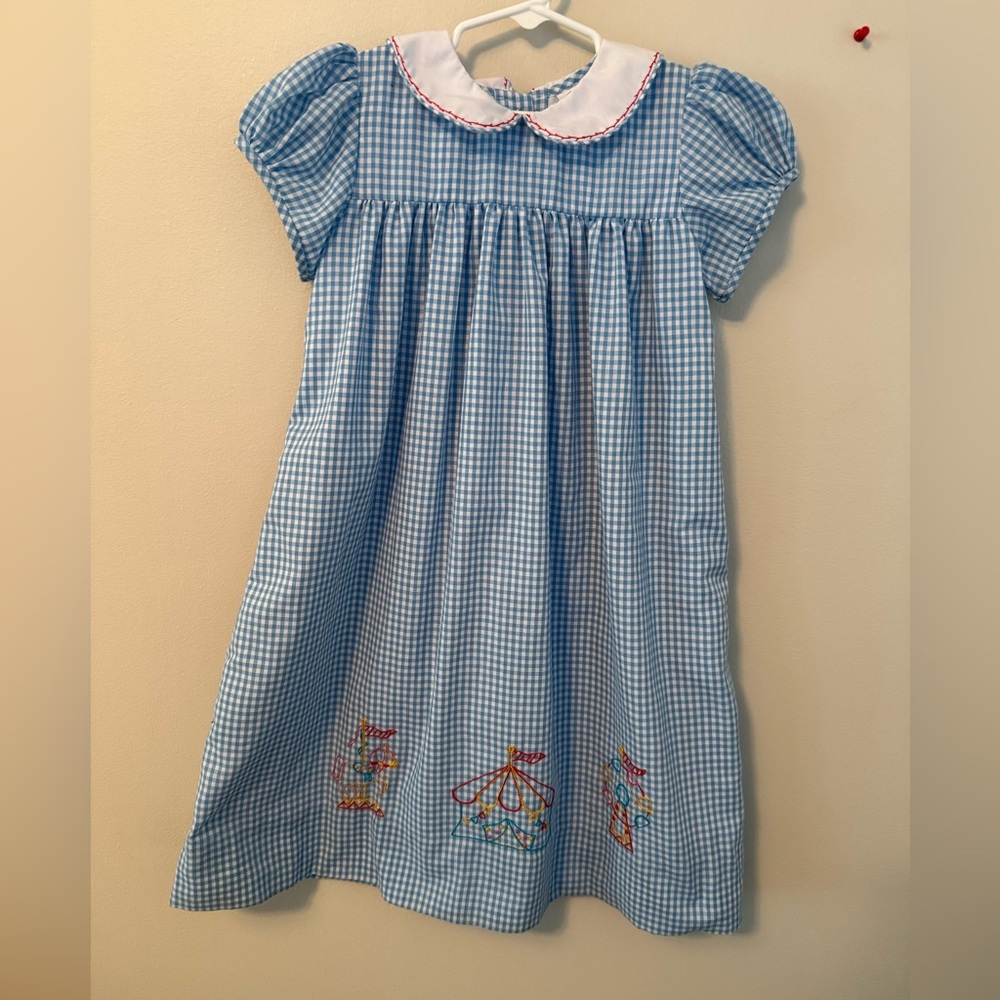 The Proper Peony Blue Gingham Dress with Fair Ride Designs